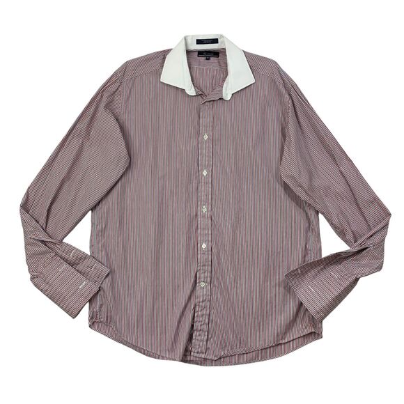 Vintage Faconnable Shirt Mens XL Extra Large Striped Cotton Dress Made USA - Picture 1 of 8